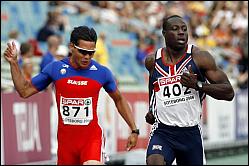 Les athlètes suisses seront entourées de champions de renommée, comme le Britannique Tyrone Edgar. (Photo: Keystone) - 12.3 kb Les athlètes suisses seront entourées de champions de renommée, comme le Britannique Tyrone Edgar. (Photo: Keystone) - 12.3 kb